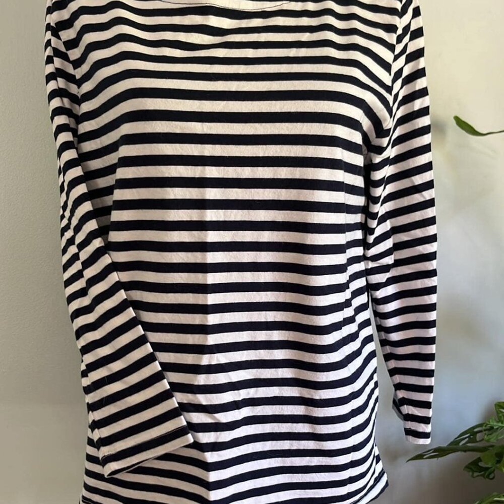 J.Crew Nautical Striped 3/4 Sleeve Pullā Over Top SZ M BoatLife Cruising Resort